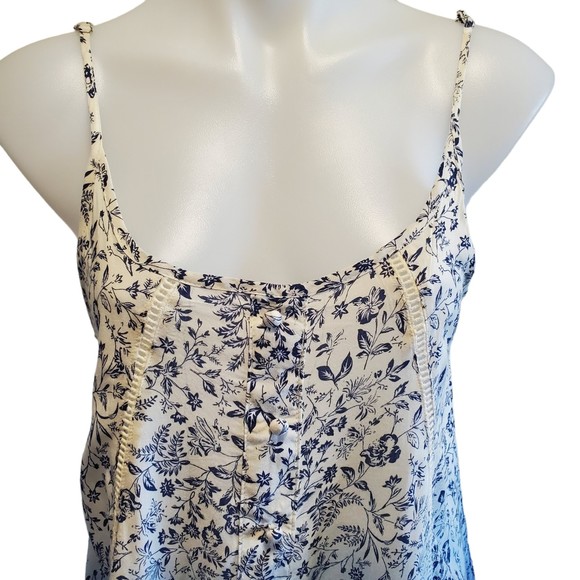 Blue Pepper Sleeveless Tank Blouse Boho Blue White Ombre Floral Print Sz Med - Picture 2 of 10